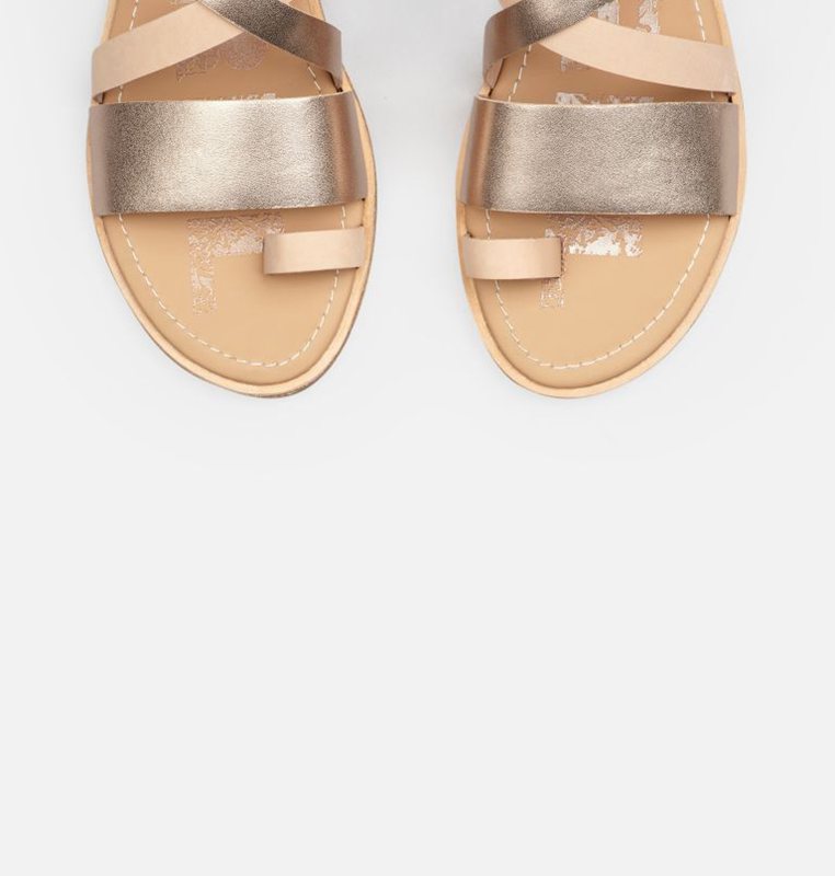 Sorel Dam Sandaler Beige/Brun - Ella™ Criss Cross Flat - JRN-138760